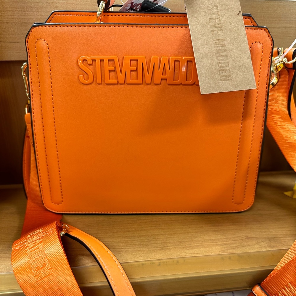 STEVE MADDEN BEVELYN SATCHEL CROSSBODY BAG AIR POD ORANGE TIK TOK VIRAL